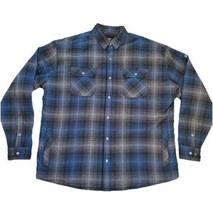 Kuhl Joyrydr Shirt-Jac Men's XXL Blue Creek Flannel Shacket Sherpa Lined Jacket
